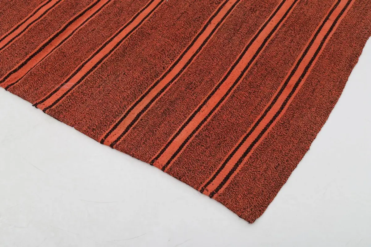 Anadolu Eskitme Kırmızı Pamuk Üzerine Yün El Dokuma Kilim-182x214 - Görsel 4