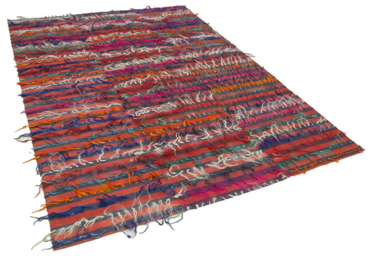 Anadolu Eskitme Multi Pamuk Üzerine Yün El Dokuma Kilim-182x262 - Görsel 2