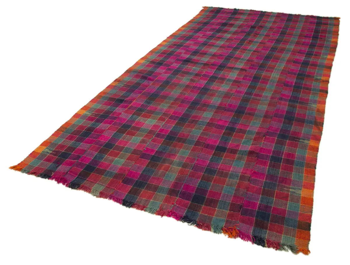 Anadolu Eskitme Multi Pamuk Üzerine Yün El Dokuma Kilim-167x358 - Görsel 3