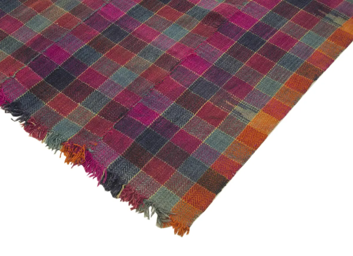 Anadolu Eskitme Multi Pamuk Üzerine Yün El Dokuma Kilim-167x358 - Görsel 4