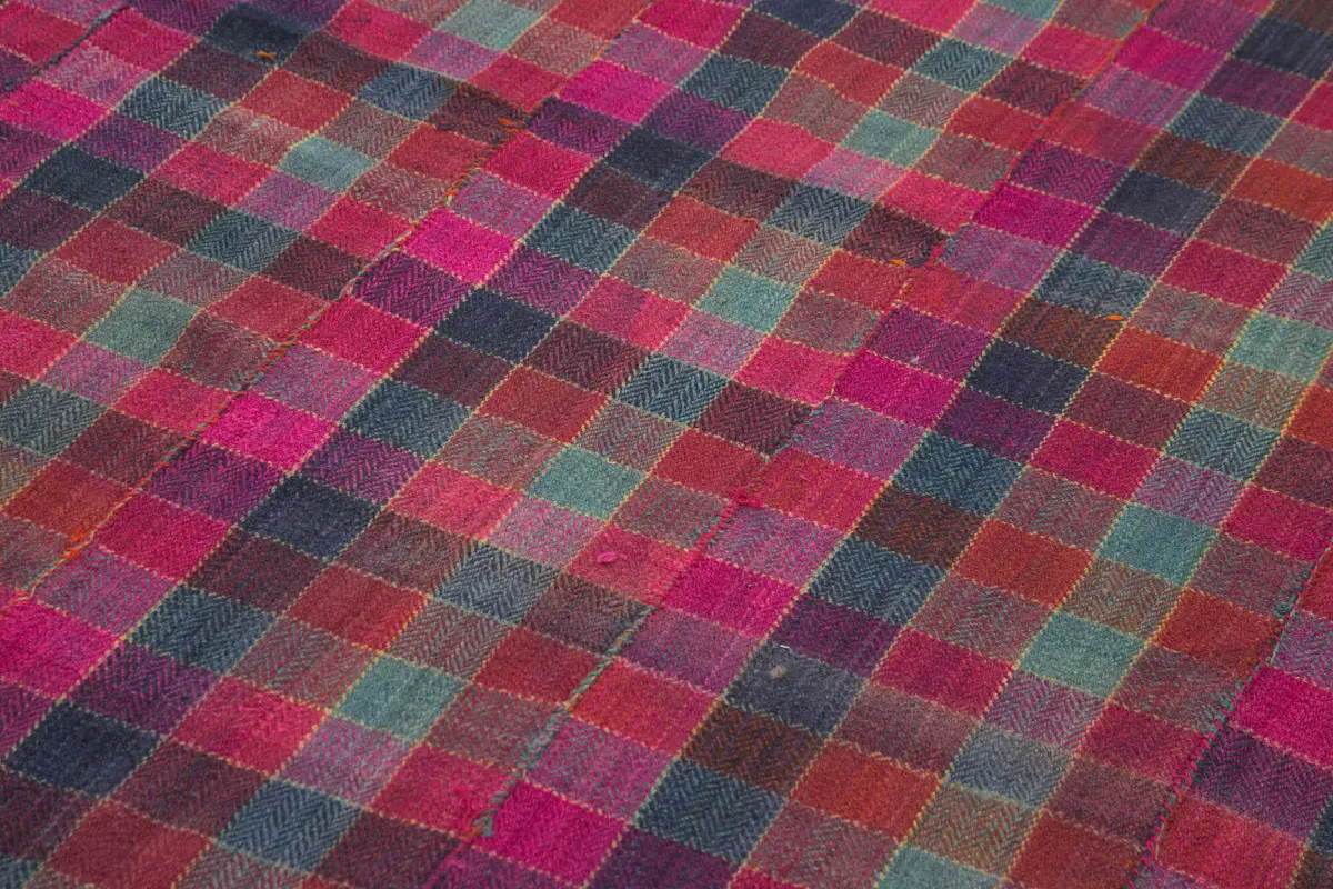 Anadolu Eskitme Multi Pamuk Üzerine Yün El Dokuma Kilim-167x358 - Görsel 5