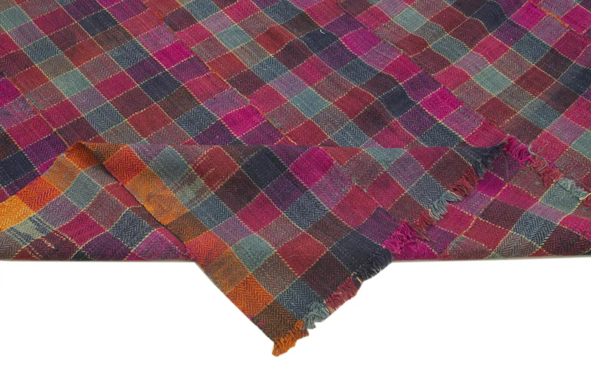 Anadolu Eskitme Multi Pamuk Üzerine Yün El Dokuma Kilim-167x358 - Görsel 6