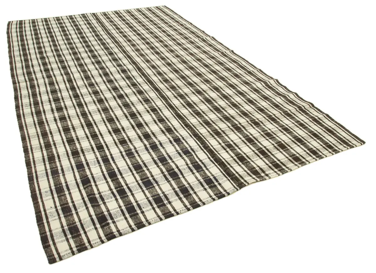 Anadolu Eskitme Siyah Pamuk Üzerine Yün El Dokuma Kilim-213x350 - Görsel 2