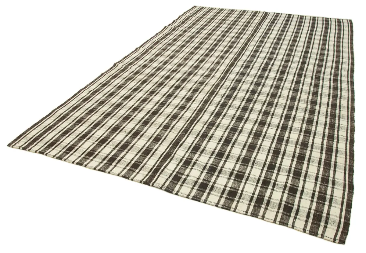 Anadolu Eskitme Siyah Pamuk Üzerine Yün El Dokuma Kilim-213x350 - Görsel 3
