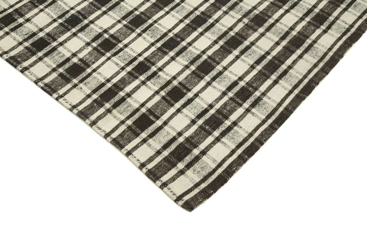 Anadolu Eskitme Siyah Pamuk Üzerine Yün El Dokuma Kilim-213x350 - Görsel 4