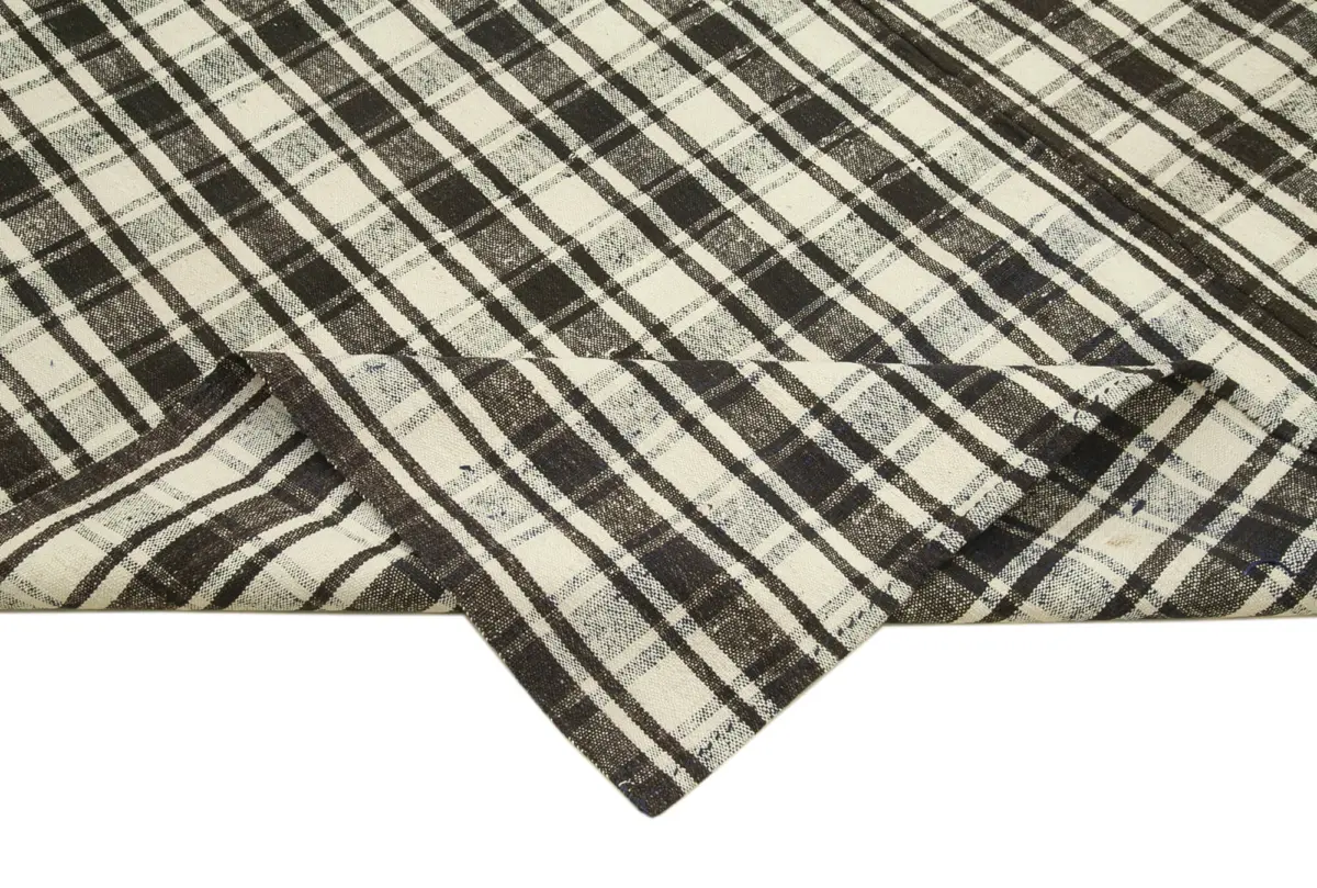 Anadolu Eskitme Siyah Pamuk Üzerine Yün El Dokuma Kilim-213x350 - Görsel 6