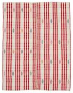 Anadolu Eskitme Kırmızı Pamuk Üzerine Yün El Dokuma Kilim-196x258