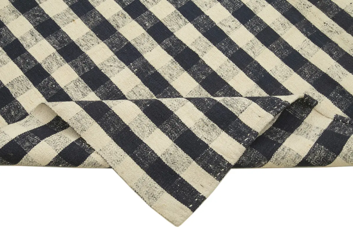 Anadolu Eskitme Siyah Pamuk Üzerine Yün El Dokuma Kilim-206x326 - Görsel 6