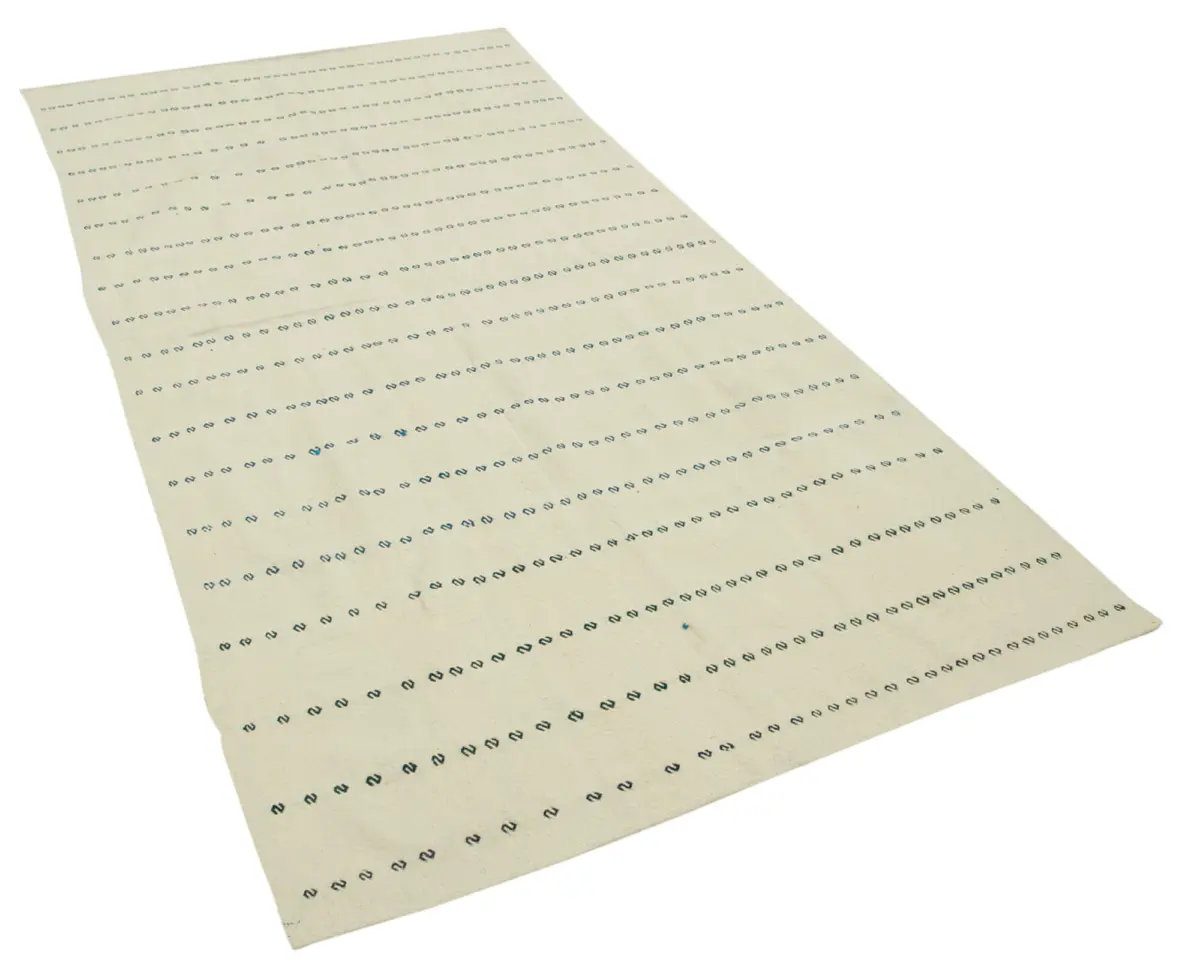 Anadolu Eskitme Beyaz Pamuk Üzerine Yün El Dokuma Kilim-126x266 - Görsel 2