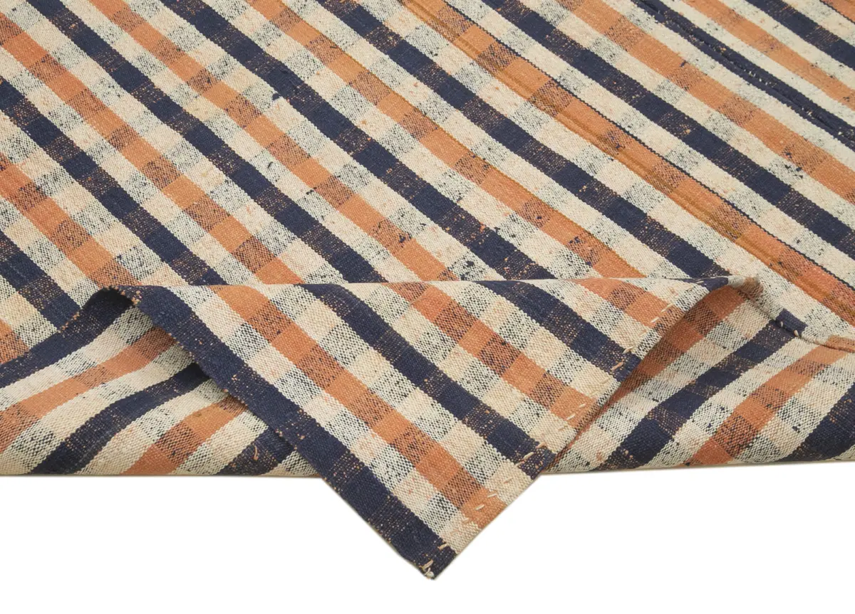 Anadolu Eskitme Turuncu Pamuk Üzerine Yün El Dokuma Kilim-210x338 - Görsel 6