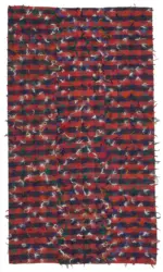 Anadolu Eskitme Kırmızı Pamuk Üzerine Yün El Dokuma Kilim-185x324