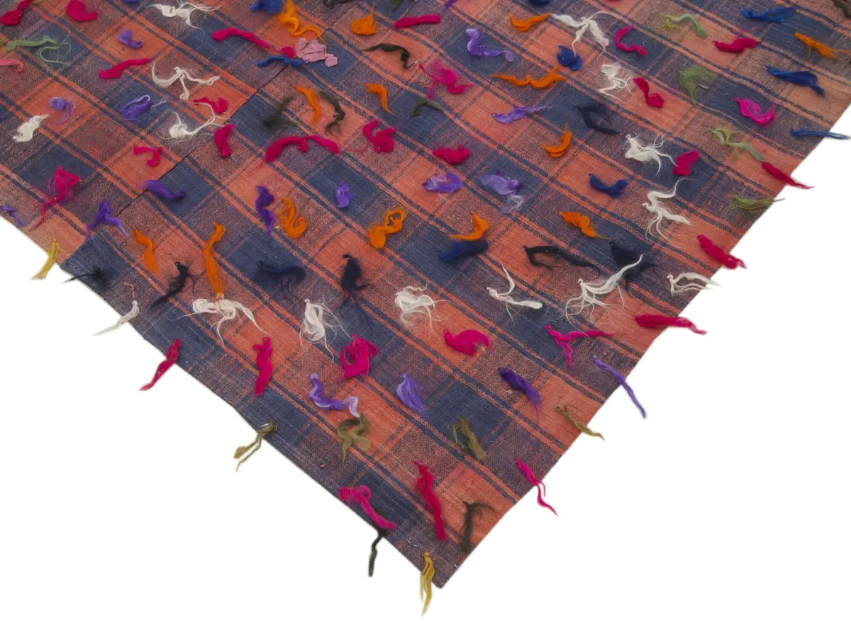 Anadolu Eskitme Kırmızı Pamuk Üzerine Yün El Dokuma Kilim-181x321 - Görsel 4