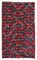 Anadolu Eskitme Kırmızı Pamuk Üzerine Yün El Dokuma Kilim-173x292