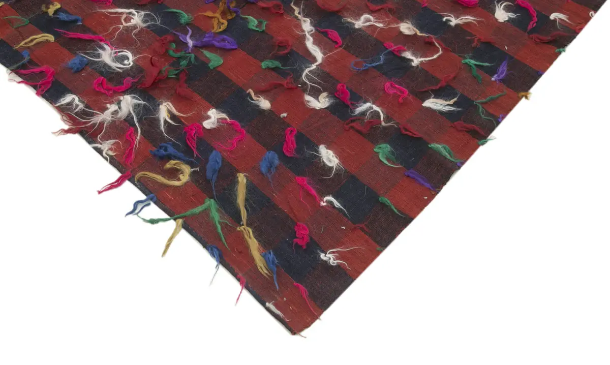 Anadolu Eskitme Kırmızı Pamuk Üzerine Yün El Dokuma Kilim-173x292 - Görsel 4