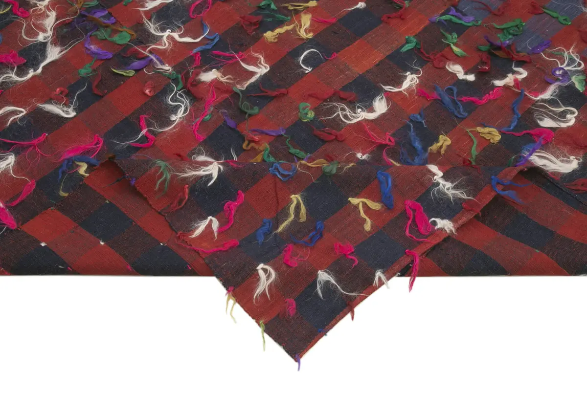 Anadolu Eskitme Kırmızı Pamuk Üzerine Yün El Dokuma Kilim-173x292 - Görsel 6