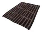 Kıl Çizgili Kahverengi Keçi Kılı İpliğinden El Dokuma Kilim-185x256 - Görsel 2