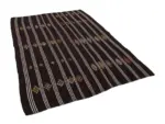 Kıl Çizgili Kahverengi Keçi Kılı İpliğinden El Dokuma Kilim-185x256 - Görsel 3