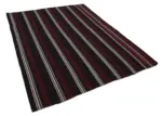 Kıl Çizgili Kahverengi Keçi Kılı İpliğinden El Dokuma Kilim-186x248 - Görsel 3