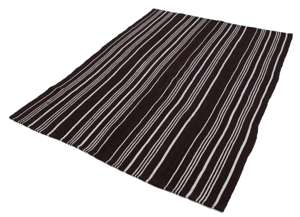Kıl Çizgili Siyah Keçi Kılı İpliğinden El Dokuma Kilim-172x230 - Görsel 2