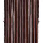 Kıl Çizgili Kahverengi Keçi Kılı İpliğinden El Dokuma Kilim-212x284