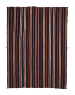 Kıl Çizgili Kahverengi Keçi Kılı İpliğinden El Dokuma Kilim-212x284