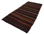 Kıl Çizgili Kahverengi Keçi Kılı İpliğinden El Dokuma Kilim-153x362 - Görsel 2