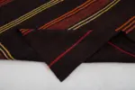 Kıl Çizgili Kahverengi Keçi Kılı İpliğinden El Dokuma Kilim-153x362 - Görsel 5