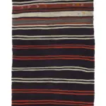 Kıl Çizgili Kahverengi Keçi Kılı İpliğinden El Dokuma Kilim-167x317