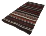 Kıl Çizgili Kahverengi Keçi Kılı İpliğinden El Dokuma Kilim-167x317 - Görsel 2