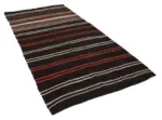 Kıl Çizgili Kahverengi Keçi Kılı İpliğinden El Dokuma Kilim-167x317 - Görsel 3