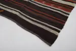 Kıl Çizgili Kahverengi Keçi Kılı İpliğinden El Dokuma Kilim-167x317 - Görsel 4