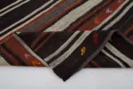 Kıl Çizgili Kahverengi Keçi Kılı İpliğinden El Dokuma Kilim-167x317 - Görsel 5