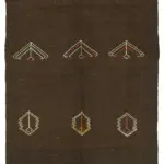 Kıl Çizgili Kahverengi Keçi Kılı İpliğinden El Dokuma Kilim-152x390