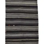 Kıl Çizgili Kahverengi Keçi Kılı İpliğinden El Dokuma Kilim-183x320