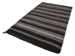 Kıl Çizgili Kahverengi Keçi Kılı İpliğinden El Dokuma Kilim-183x320 - Görsel 2
