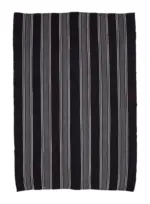 Kıl Çizgili Kahverengi Keçi Kılı İpliğinden El Dokuma Kilim-224x325