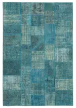 Patchwork Mavi Pamuk Üzerine Yün El Dokuma Kilim-200x297