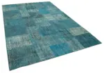 Patchwork Mavi Pamuk Üzerine Yün El Dokuma Kilim-200x297 - Görsel 2