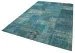 Patchwork Mavi Pamuk Üzerine Yün El Dokuma Kilim-200x297 - Görsel 3