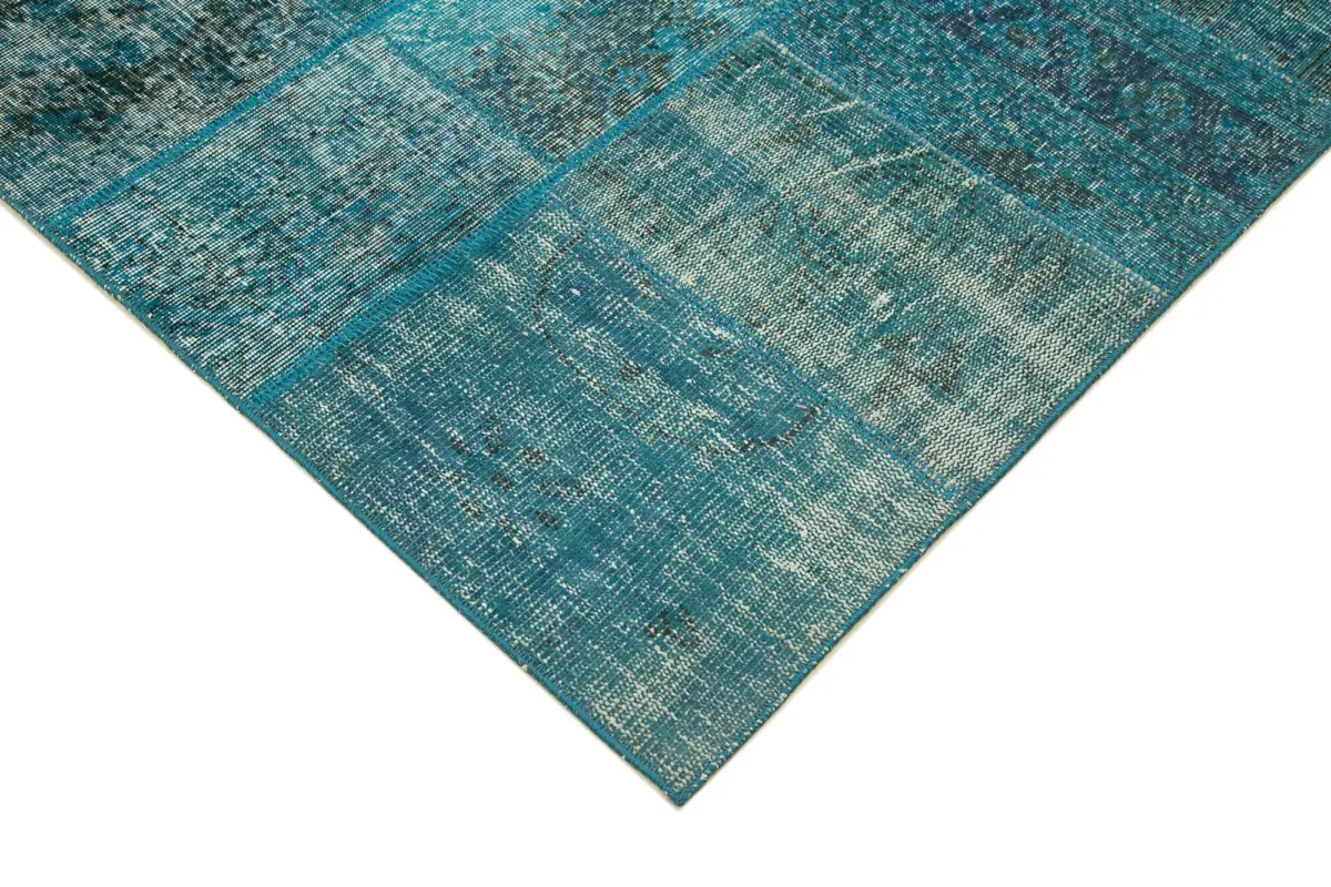 Patchwork Mavi Pamuk Üzerine Yün El Dokuma Kilim-200x297 - Görsel 4