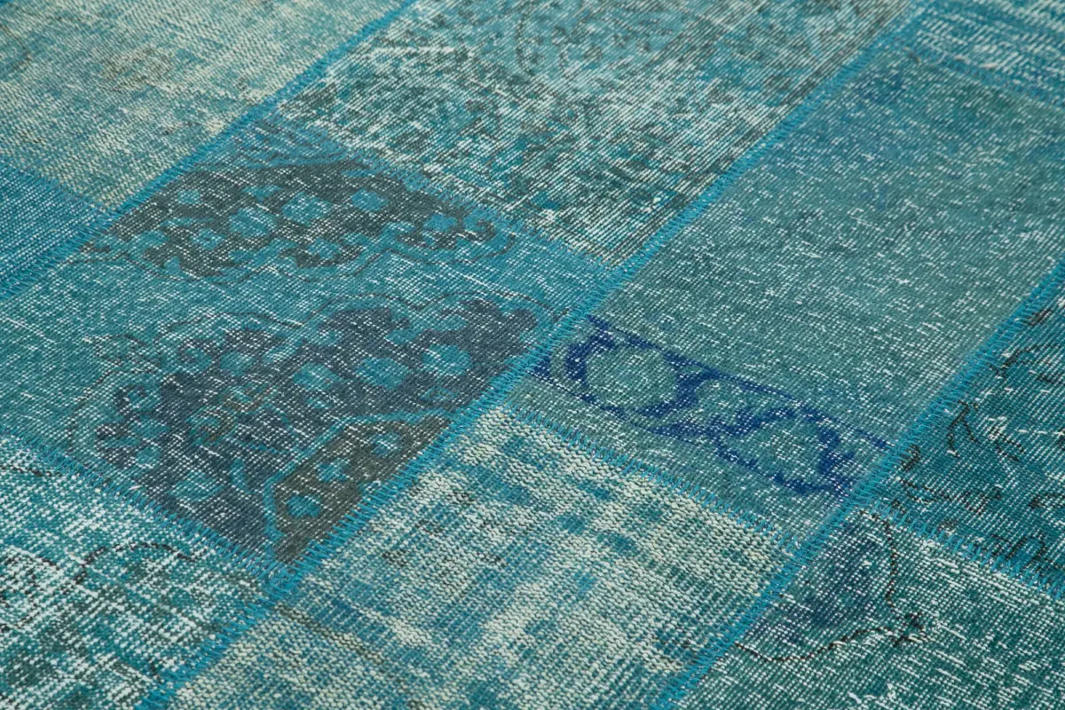 Patchwork Mavi Pamuk Üzerine Yün El Dokuma Kilim-200x297 - Görsel 5