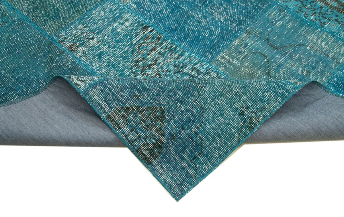 Patchwork Mavi Pamuk Üzerine Yün El Dokuma Kilim-200x297 - Görsel 6