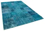 Patchwork Mavi Pamuk Üzerine Yün El Dokuma Kilim-200x298 - Görsel 2