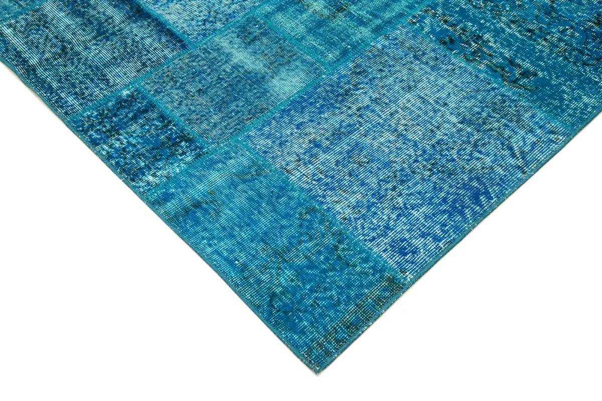 Patchwork Mavi Pamuk Üzerine Yün El Dokuma Kilim-200x298 - Görsel 4