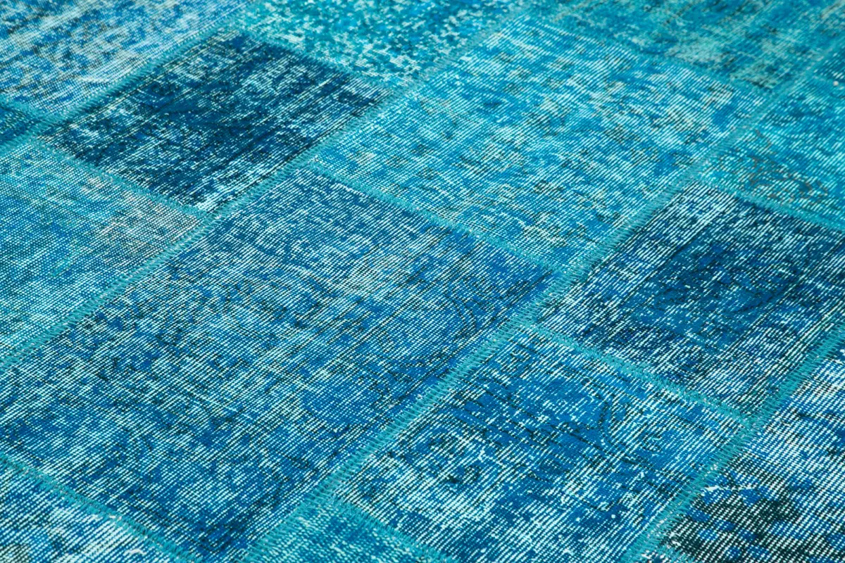 Patchwork Mavi Pamuk Üzerine Yün El Dokuma Kilim-200x298 - Görsel 5