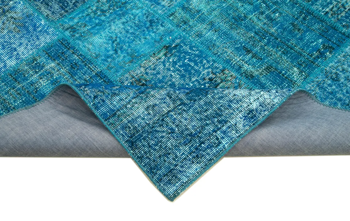 Patchwork Mavi Pamuk Üzerine Yün El Dokuma Kilim-200x298 - Görsel 6