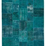 Patchwork Mavi Pamuk Üzerine Yün El Dokuma Kilim-200x298