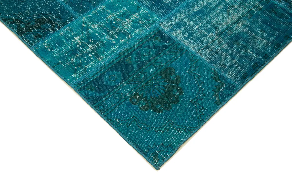 Patchwork Mavi Pamuk Üzerine Yün El Dokuma Kilim-200x298 - Görsel 4