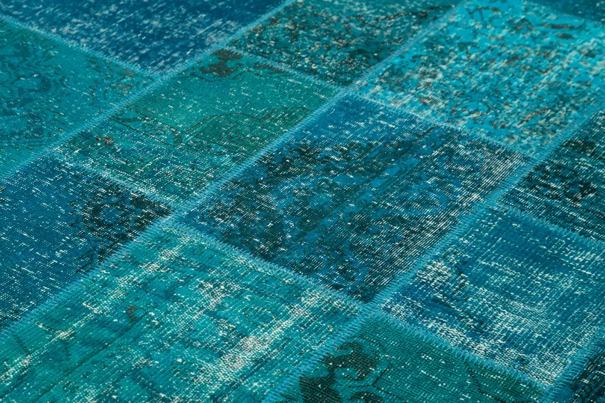 Patchwork Mavi Pamuk Üzerine Yün El Dokuma Kilim-200x298 - Görsel 5