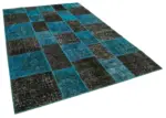 Patchwork Siyah Pamuk Üzerine Yün El Dokuma Kilim-200x297 - Görsel 2